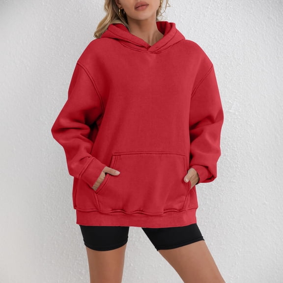 XINXIAOO Womens Sweatshirt Hoodies Long Sleeve Pullover Sweatshirts Baggy Hoodies Red Womens Sweatshirt Fall Fashion for Women Preppy Clothes