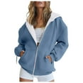 thumbnail image 1 of XINXIAOO Womens Sweatshirt Hoodies Long Sleeve Womens Hoodie Zip up Oversized Hoodie for Women Blue Hoodies for Women Winter Tops Clothes for Women, 1 of 3