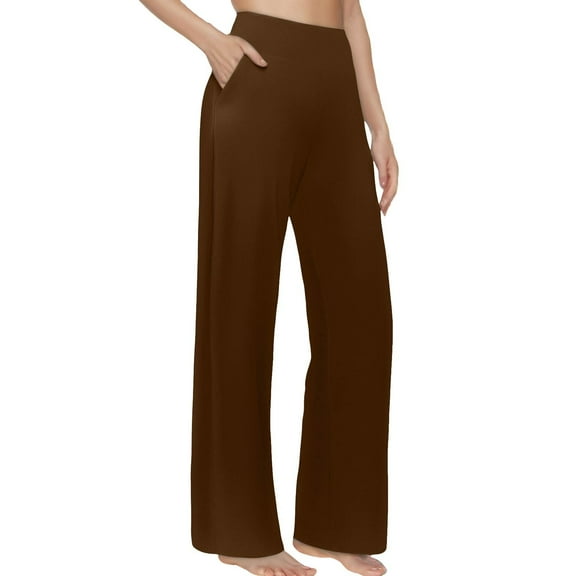 XINXIAOO Womens Trousers Women's Casual Pants Brown Work Pants Women Comfy Work Pants Wide Leg Lounge Pants with Pockets Summer Clothes for Women