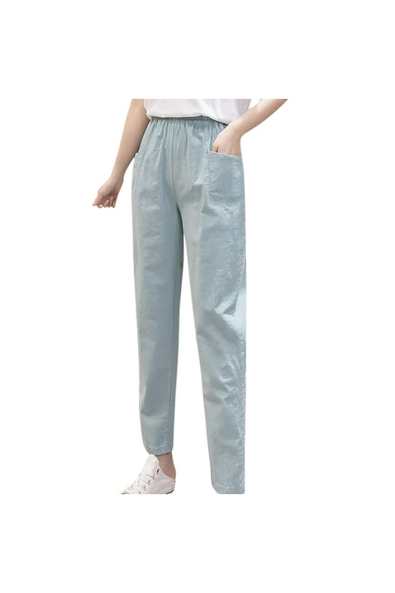 Womens Trousers Women's Pants Casual Mint Green Trousers for Women Loose Sweatpants Women Elastic Waist Pants for Women Summer Pants for Women 2025