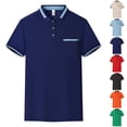 thumbnail image 1 of XINXIAOO Work Polo Shirts for Men with Pocket Short Sleeve Breathable Lightweight Casual Navy Polo Shirts for Men, Size S-XXXXL, 1 of 8