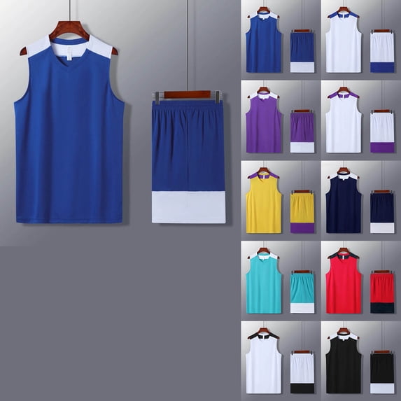 XINXIAOO Young Basketball Set 2PCS Boys Girls Youth Sports Uniform Lightweight Blue Tank Top and Shorts Breathable Quick Dry Training Uniform Sets