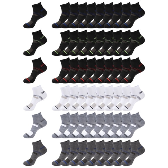 LITERRA 30 Pairs Mens Socks Ankle Running Breathable Socks for Men