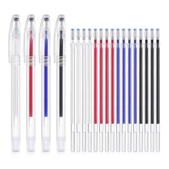 XINYTEC 4 Colors Heat Erase Pens for Fabric with 12/20 Refills and 4 Pen Containers for Dress Marking Handicraft Shoe Marking