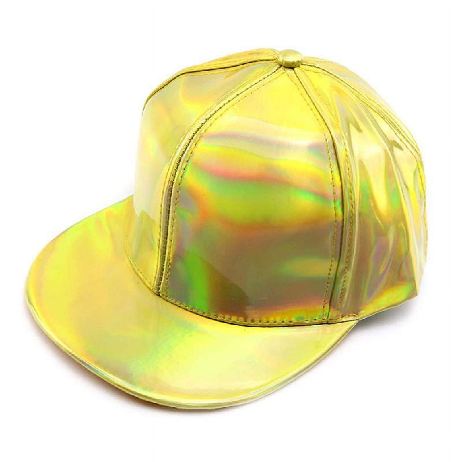 XINYTEC Holographic Faux Leather Baseball Cap FlatBrimmed Metallic