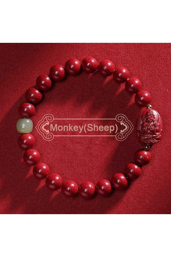 Chinese Zodiac Cinnabar Sand Bracelet Buddha Bracelet Unisex Rabbit Zodiac Amulet,brithday gift for friends,family