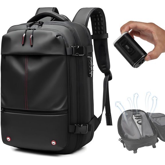 XINYU Travel Vacpack Backpack,60L Expandable Backpack with Vacuum Compression,Anti Theft Travel Waterproof Backpack Black with Vacuum