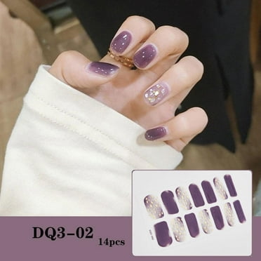 XINYUAN 15 Styles Semi Cured Gel Nail Stickers Full Nail Required Gel Wraps A8I3