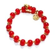 DHLIIQQ XINYUAN CQJJTKX Chinese New Year Dragon Bracelets, Feng Shui Bracelet Wealth Lucky Dragon Fu Letter Charm Beaded Bracelets,Chinese Good Luck Adjustable Red Green Agate Beads Bracelets N5B0