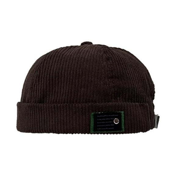 XINYUAN Vintage Mens Beanie Corduroy Docker Brimless Hat Unisex Cuff Cap Harb Prof S2N5