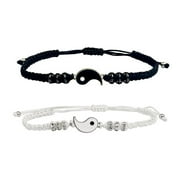 DHliIQQ WRIBZD Yin Yang Matching Bracelets for Men and Women Friend Couple Bracelets Adjustable Rope Cord Bracelet Bangle for Couple BFF Matching Bracelet Friendship Jewelry Gifts