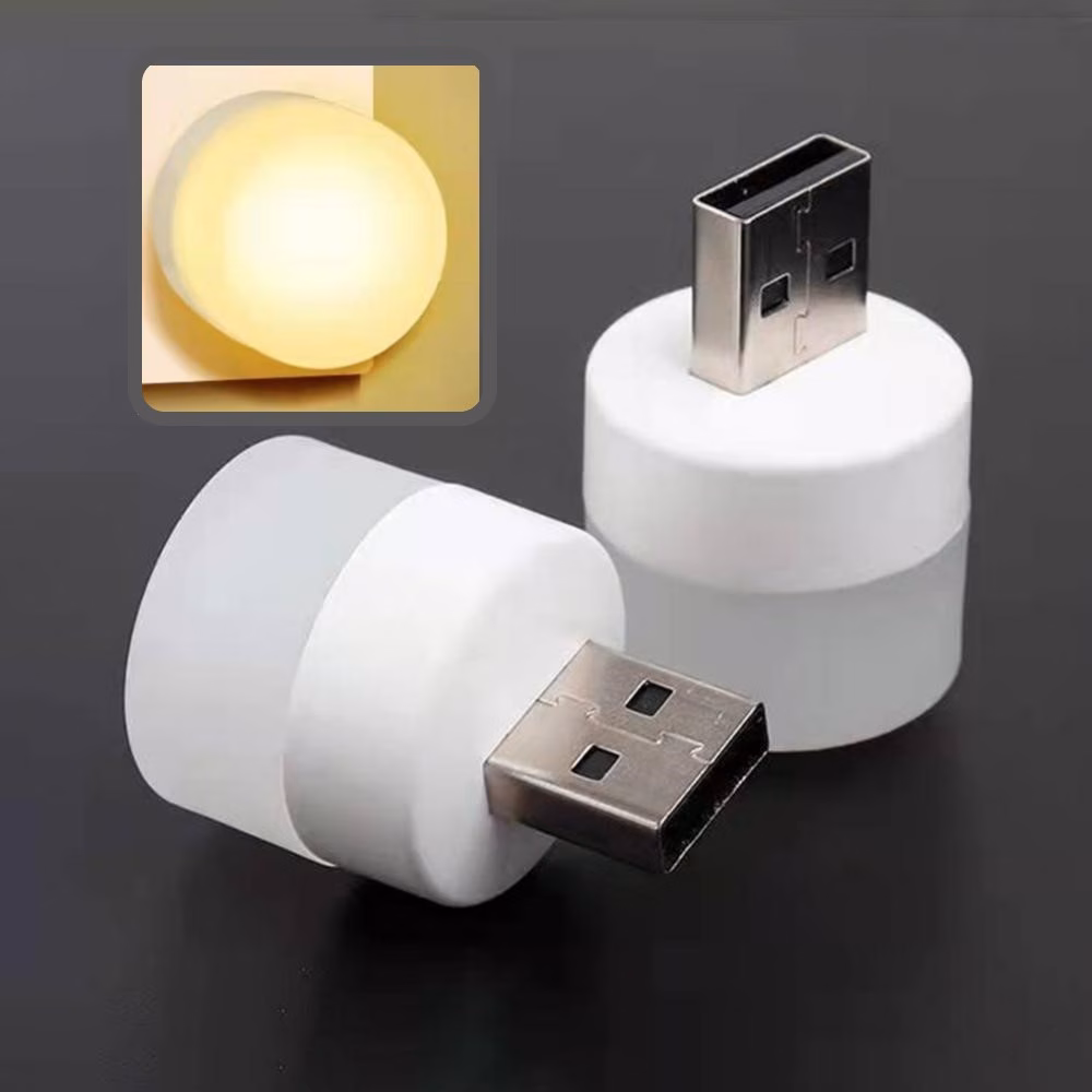 XINmiao 2pcs Wireless LED Night Light with USB Socket, Mobile Power Charging, Small Round Book Lamp, Eye Protection Reading Light for Bedroom