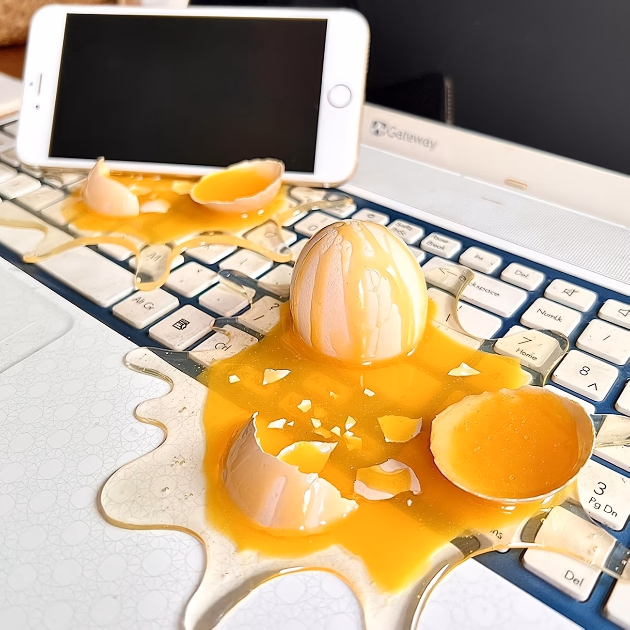 XINmiao Creative Spilled Milk Tea Phone Stand, Funny Prank Desk Decor & Seat Saver, Universal Mobile Phone Holder for Desk, Home & Office