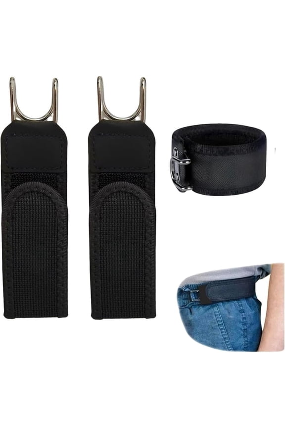 No Buckle Belt for Men, Metal Hook Elastic Belt, Unisex Buckle-Less Invisible Waist Belt for Work & EDC, Adjustable Stretch Fit 2PC