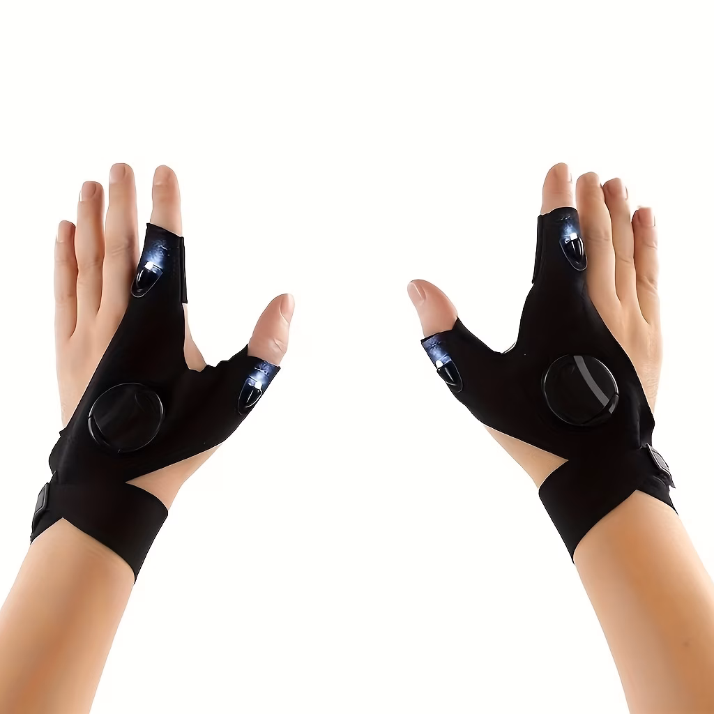 Portable LED Flashlight Luminous Gloves, Breathable Lighting Gloves, Cool Finger Light Gloves (Battery Powered), Great for Gifts, Christmas, Halloween & New Year
