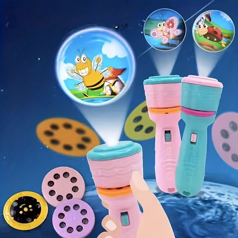 XINmiao Projector Flashlight, Random Pattern Projection & Light Emission, Fun Learning & Cognitive Enhancement Tool, Pink or Blue (Randomly Available)