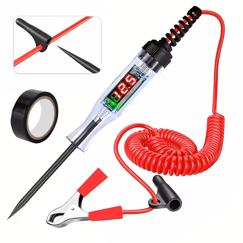XINmiao Test Light Automotive 5-90V Digital LED Circuit Tester with Voltage Display, Auto Bidirectional Tester, Extended Spring Wire & Probe, for Car/RV Fuse Checker