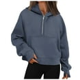 thumbnail image 1 of XIOANU Womens Hoodies Half Zip Long Sleeve Baggy Hooded Sweatshirt Solid Color Long Sleeve Pleasure Pocket Hoodie, 1 of 4