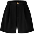 thumbnail image 1 of FreshPretty Shorts for Women Dressy Casual Summer Elastic Waist in The Back Pleated Wide Leg Tailored Work Trouser Shorts, 1 of 8