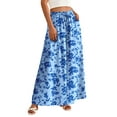 thumbnail image 1 of FreshPretty Women Casual High Waist Wide Leg Pants Summer Floral Solid Long Palazzo Pants Lounge Beach Trousers with Pocket, 1 of 7