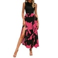 thumbnail image 1 of FreshPretty Women Casual Sleeveless Summer Dresses Spring Crewneck Patchwork Boho Floral Ruffle Cocktail Party Midi Dress, 1 of 7