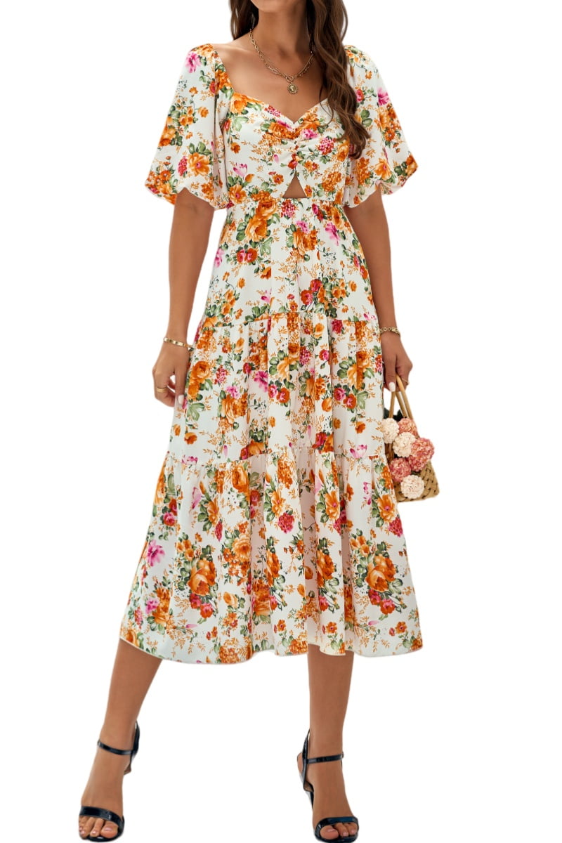 Womens Summer One Shoulder Flowy Short Dresses