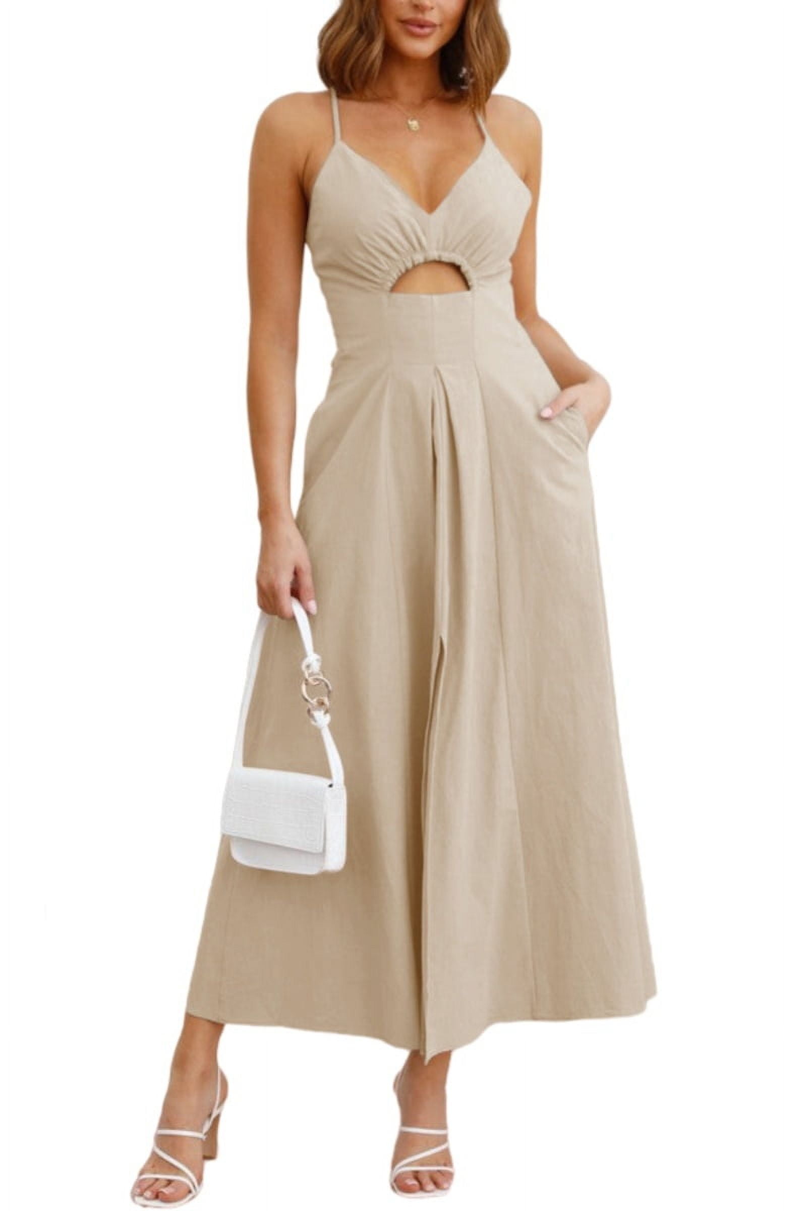 Women Summer Spaghetti Strap Floral Midi Dress Sexy One Piece A-line Holiday Robe Vestidos