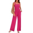 thumbnail image 1 of FreshPretty Womens Jumpsuit Summer Casual Loose One Piece Overalls Smocked Sleeveless Wide Leg Rompers With Pockets, 1 of 7