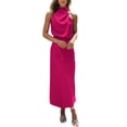 thumbnail image 1 of FreshPretty Womens Sleeveless Cocktail Dresses Mock Neck Keyhole Elastic High Waist Evening Party Maxi Wedding Guest Dress, 1 of 7