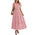 thumbnail image 1 of FreshPretty Womens Summer Casual Midi Maxi Dresses Lightweight Short Sleeve V Neck Elastic Waist Boho Beach Dress Pockets, 1 of 6