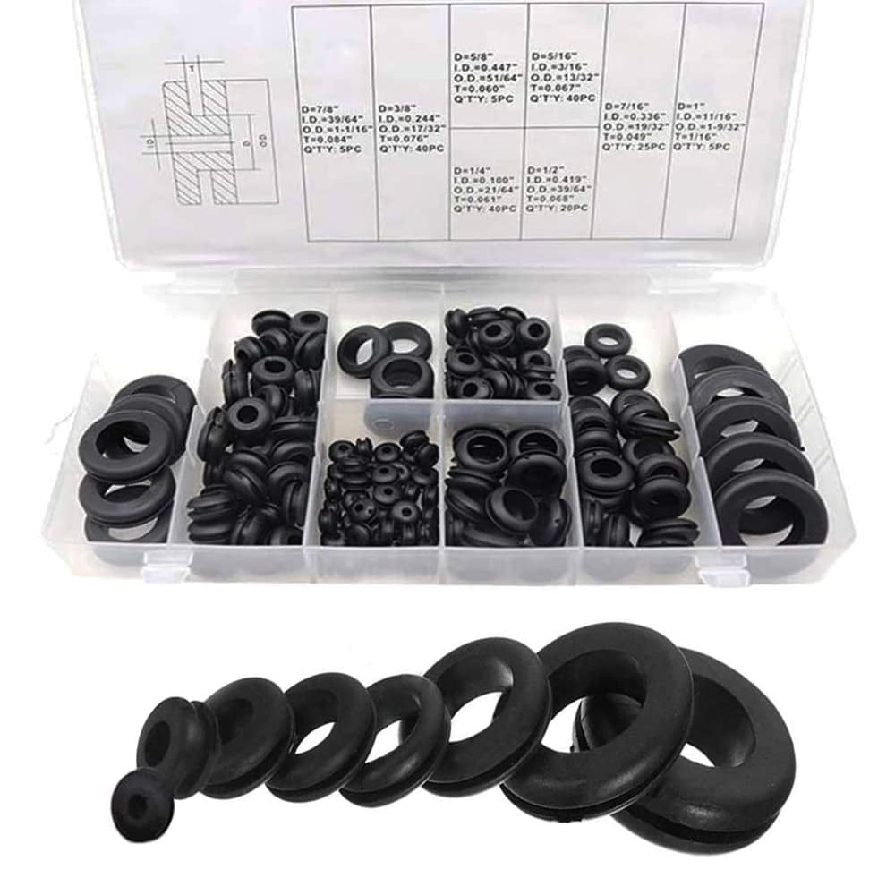 XIOP 180pc Rubber Grommet Assortment Kit Firewall Hole Plug Assortment ...