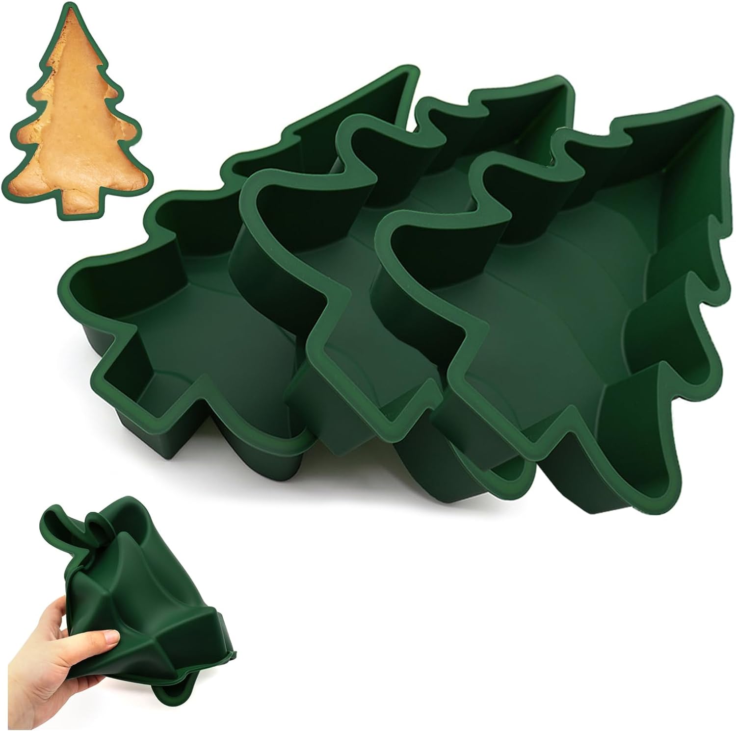 XIOP Christmas Tree Cake Pan,3D Christmas Tree Silicone Baking Molds