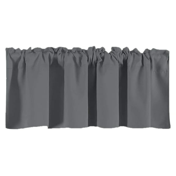 XIPYYK Blackout Valance Curtains Waterproof Soft Rod Pocket Valance for Kitchen and Bathroom Window Room Darkening Valances for Bedroom, 57 inch x 18 inch, Gray