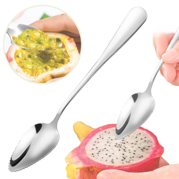 XIPYYKM 1 PCS Grapefruit Spoons, Stainless Steel Grapefruit Spoon Utensil Set, Serrated Edge & Thick Gauge Handle, Silver Kitchen Tool with Non-stick Plating for Kiwi, Dessert, Apple, Citrus Fruit