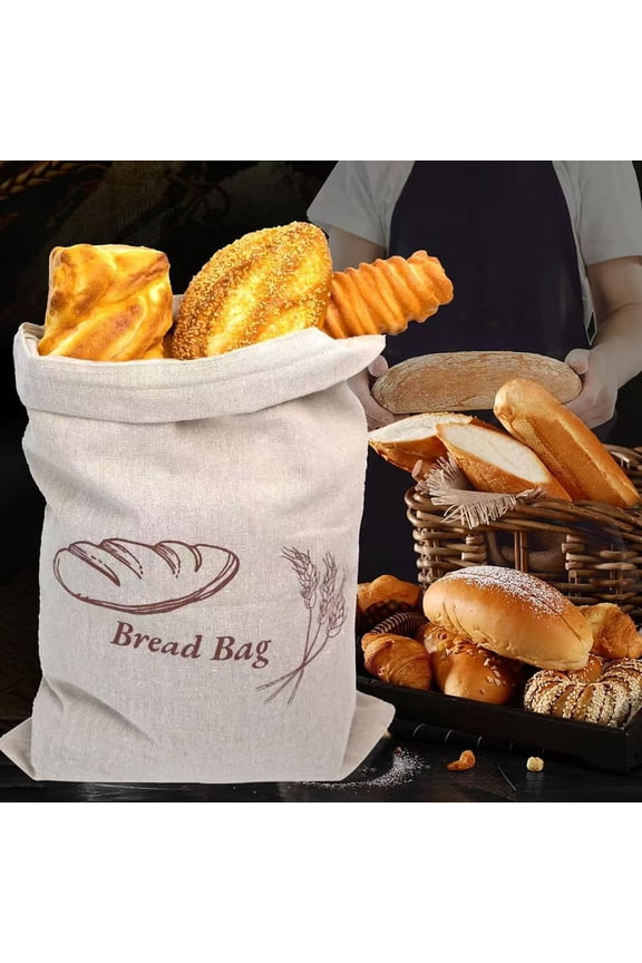 1 Pack Bread Bags for Homemade Bread - Plastic Lined - Reusable Linen Sourdough Bread Storage Bags with Plastic Liner - 15" x 15"