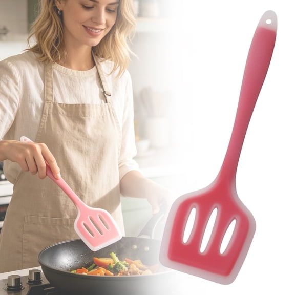 XIPYYKM 1 Pack Small Silicone Spatula Mini Rubber Turner High Heat Resistant Slotted Egg Fish Spatula Flipper Small Pancake Turner Mini Serving Cooking Kitchen Utensils