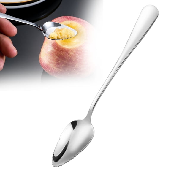 XIPYYKM 1 Pcs Grapefruit Spoon, Stainless Steel Grapefruit Spoon, Serrated Edge & Thick Gauge Handle, Silver Kitchen Tool with Non-stick Plating for Kiwi, Dessert, Apple, Citrus Fruit