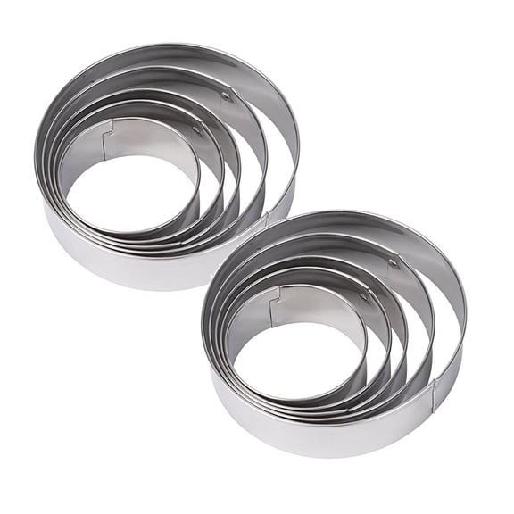 XIPYYKM 10 Pieces Stainless Steel Round Cookie Biscuit Cutter Set, Biscuit Cutters Set, Circle Donut Doughnut Cutter, Baking Ring Molds for Mini Cake, Scone, Pastry, Cooking