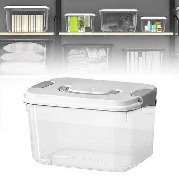 XIPYYKM 1Pcs Plastic Craft Storage Container Bins with Lids, Small Art & Office Supply Organizer Tote, Sensory Bins & Boxes for Home & University, Stackable, Carry Handle, Clear