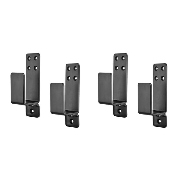 XIPYYKM Door Barricade Brackets, 4 Pack Drop Open Bar Holder for Home Security, 2x4 Bar Brackets Prevent Unauthorized Entry, Carbon Steel, Black