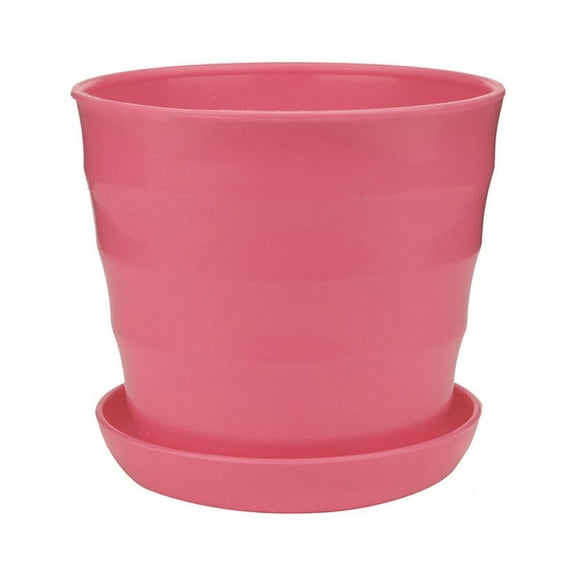 XIPYYKM Plant Pots with Drainage Holes and Tray Saucers - 4 Inches Home Decor Flower Pots for Indoor Planter - Pack of 1 Plastic Planters, Cactus, Succulents Pot - Pink