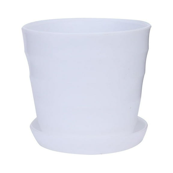 XIPYYKM Plant Pots with Drainage Holes and Tray Saucers - 4 Inches Home Decor Flower Pots for Indoor Planter - Pack of 1 Plastic Planters, Cactus, Succulents Pot - White