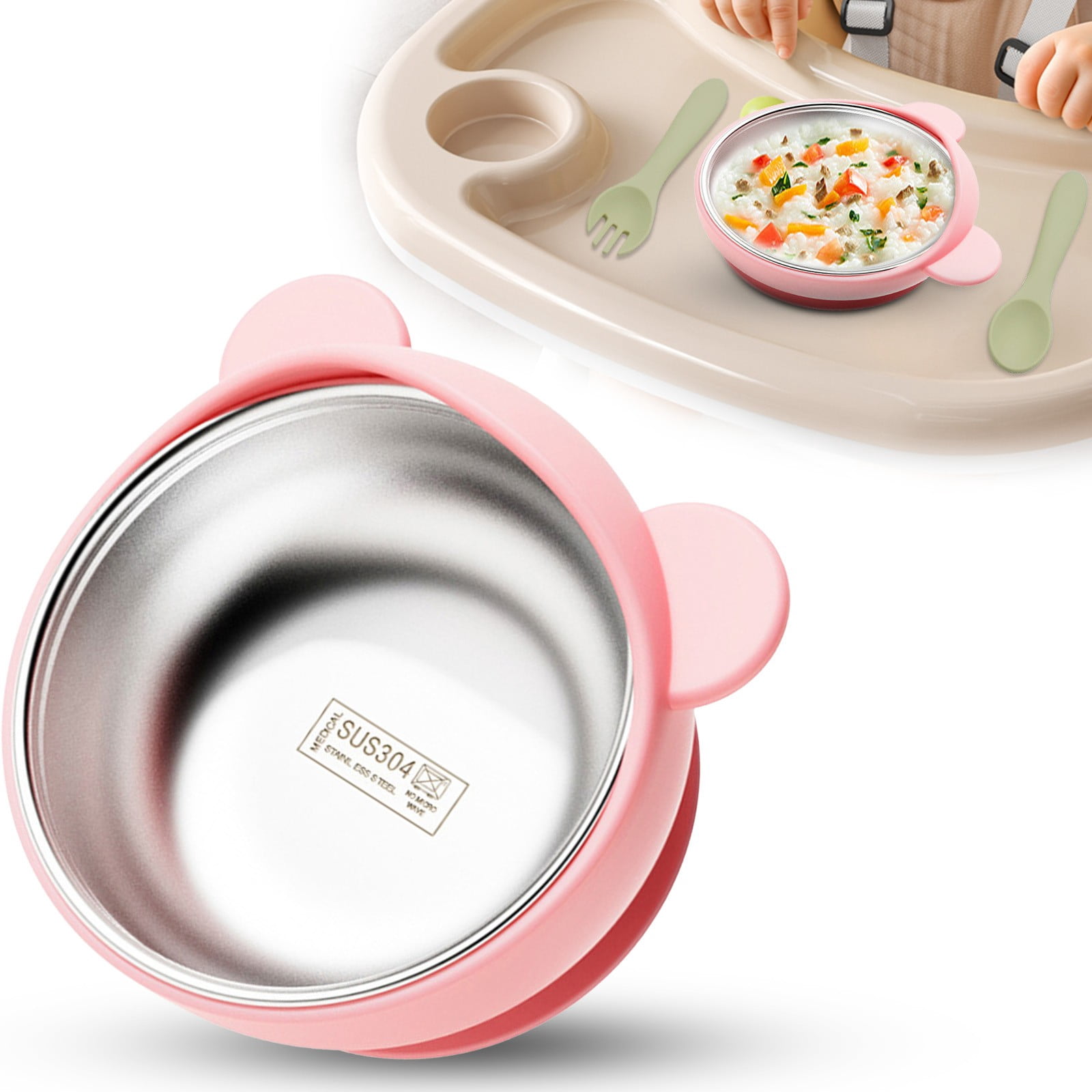 XIPYYKM Stainless Steel Bowl with Suction, 2-in-1 SUS304 Bowl ...