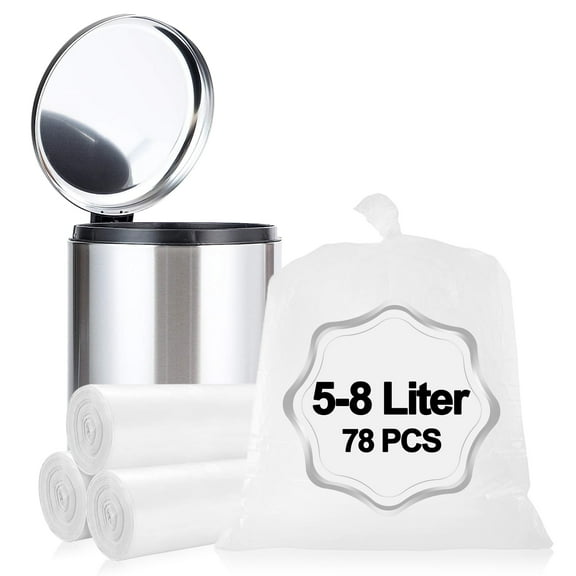 XIQIYY 2 Gallon Trash Bags ,5-8 Liter Wastebasket Bin Liners ,white small Garbage Bags ,78 per Pack，for Bathroom,Bedroom ,Office,Kitchen.