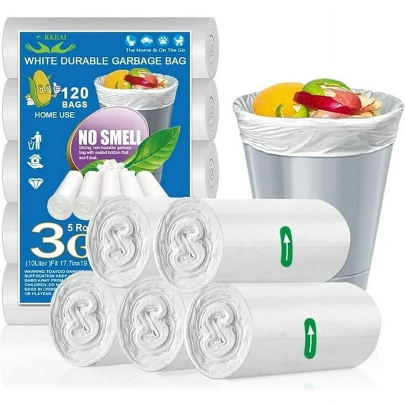 XIQIYY 3GAL Small Garbage Bags, for Kitchen, Bathroom and Bedroom (120 Pack, White).