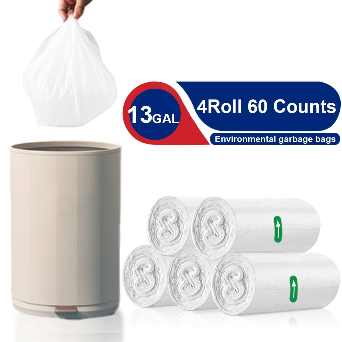 XIQIYY 50L Large Garbage Bag 13 Gallon Trash Bags for Kitchen,Home ...