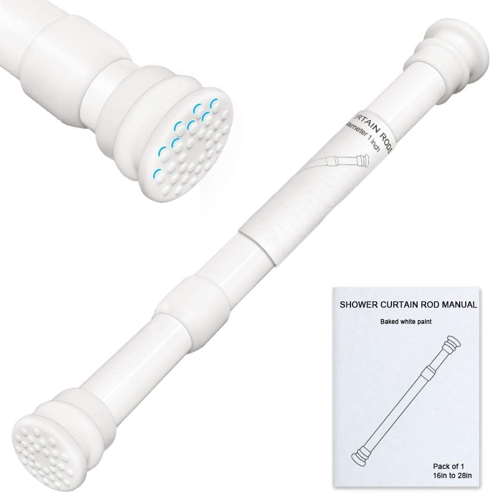 Adjustable White Iron Spring Tension Rod 16-28 Inches