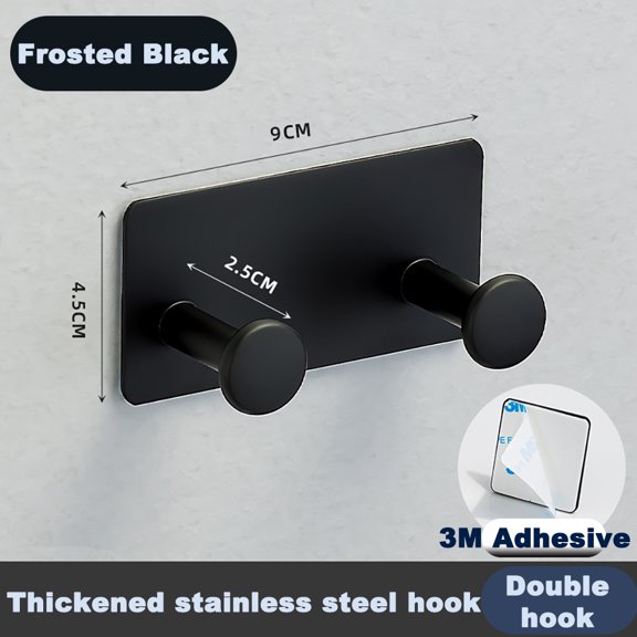 XIQIYY Thickened Stainless Steel Hooks, Black Double Hooks, 1pc.