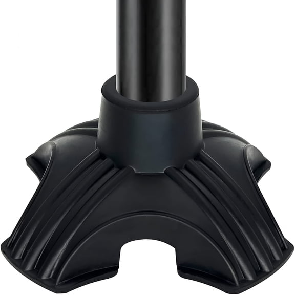 XIRQI 1-Inch Quad Cane Tip Replacement, Self-Standing Rubber Foot Pad With Steel Reinforced Base, Non-Slip Stability Accessory For Standard Canes, Black