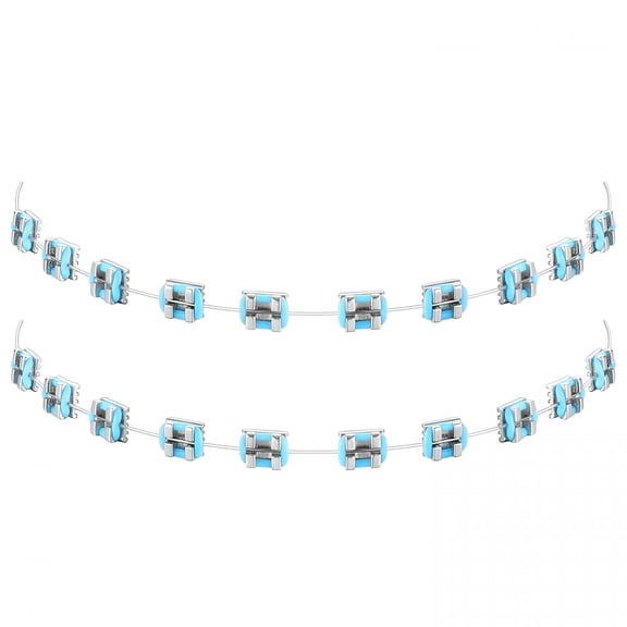 XIRQI 1 Pack Fake Braces Artificial Tooth Decoration with Metal Wires Metal Bracket And Orthodontic Ligature Ties Practice Props for Dental Students Orthodontist Explain Props (Blue,without Hook)